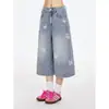 Shorts de Mezclilla Azules para Mujer Verano 2026 Rectos Lavados Ajuste Holgado Versátiles Casuales de Pierna Ancha Cortos
