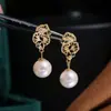 Accesorios para hacer tú mismo: Plata de ley S925, monturas de pendientes de perlas estilo chino vintage, colgantes de pendientes huecos, monturas de plata, accesorios, tallas 7-12