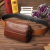 Riñonera de nuevo estilo transfronterizo de cuero genuino para teléfono móvil, riñonera de piel de vaca para hombre, riñonera con cinturón para hombre, bolsa para hombre, bolsa con doble cremallera