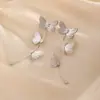 Brincos de borboleta longos com franjas de alta qualidade S925 agulha de prata metal zircônia brincos temperamento elegante rosto brincos pequenos