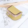 Couro Bovino de Primeira Camada Nova Bolsa Compacta Dourada Anel de Diamante Bolsa para Joias Couro Genuíno Mini Anel Colar Brincos Caixa de Joias para Mulheres
