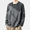 Camiseta de manga larga para hombre, de corte holgado y oversized, perfecta como capa base para el otoño, con estampados de moda y colores lisos, versátil y elegante