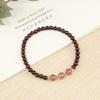 Pulsera de granate natural para mujer, pulsera fina de granate rojo vino, anillo único de 4 mm, cristal de fresa 7A, cristal de flor de durazno
