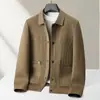 Jaqueta Masculina Outono Inverno Gola Estilo Workwear Tricô Shaker Top Juventude Estilo Old Money Lã Business Casaco Casual