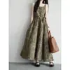 Vestido de Verão Novo Estilo Estampado Retrô Artístico Elegante e Valorizador que Realça o Branco com Alças Finas para Mulheres, Vestido Regata Sem Mangas da Moda para o Trabalho