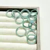 HA Jade Hielo Azul Anillo de Agua Natural Grado A Anillo Fino para Dedo Anillo de Hielo de Jade Anillo de Pareja Anillo Fino para Cola de Dedo para Mujeres
