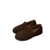 Versión de Lana 2026 Nuevos Zapatos Peludos sin Cordones de Punta Redonda para Mujer, Mocasines Estilo Old Money con Polar Añadido, Zapatos Cálidos de Algodón