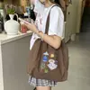 Bolso de Hombro de Nylon Bordado con Planta Bolso de Mano Portátil de Gran Capacidad Bolso Tote Versátil para Estudiantes y Viajes al Trabajo