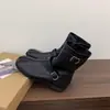 Novas Botas Western Cowboy Retro Outono/Inverno 2026 Bico de Porco Bico Dividido Couro Camurça Fivela Salto Bloco Botas de Cano Médio/Curto