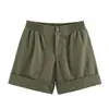 Comércio Exterior Transfronteiriço Roupas Femininas 2026 Estilo Europeu e Americano Moda Versátil Casual Simples Shorts com Bainha Dobrada para Mulheres B483113