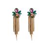 Aretes de borla bohemios japoneses y coreanos para mujer, aretes largos exagerados hechos a mano europeos y americanos, aretes de temperamento elegante y magnífico