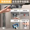 Tubo de desagüe universal ultradelgado con salida lateral de tres vías para lavabo de lavandería, compatible con gabinetes de balcón de cerámica y piedra de cuarzo. Juego completo