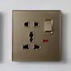 Interruptor de Pared para Hogar de Vidrio Templado Interruptor para Hotel Boutique Plata Estrella Enchufe USB Panel de Interruptores de Comercio Exterior
