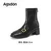 Botas Chelsea Augusideng com Bico Quadrado para Mulheres 2026 Nova Coleção Outono Estilo Britânico Botas de Cano Curto Retro Chic Salto Bloco Botas Finas