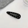 Preto e Branco Bolinhas Couro Bb Grampo para Crianças Primavera e Verão Novo Doce Estrela de Cinco Pontas Versátil Nuvem Popular Simples Feminino Grampo de Cabelo