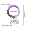 Llavero Colgante de Cuentas con Estampado Colorido Lindo Accesorios Creativos Hechos a Mano para Bolsos Llavero Pulsera para Mujeres