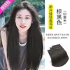 Peça de extensão de cabelo feminina fofa de três peças, cabelo liso longo, leve, com base adesiva, raiz do cabelo removível, natural e sem costura