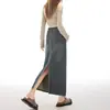Falda de Mezclilla Única y Elegante para Mujer, Nuevo Estilo Primavera, de Cintura Alta, Versátil, Azul Vintage, Adelgazante, con Abertura Trasera, Falda Bodycon
