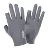 Guantes de protección solar de seda de hielo altamente elásticos sin dedos, con dos dedos expuestos para desbloqueo por huella dactilar, adecuados para ciclismo y conducción al aire libre, antideslizantes y transpirables