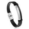Joia da moda transfronteiriça pulseira de aço inoxidável com couro liso estilo punk pulseira de casal joias masculinas