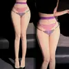 Meia-calça fina com estampa de borboleta e retalhos rosa, sexy para mulheres, para o verão, base de meia para biquíni, cor roxo uva fosco