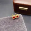Aretes de Rubí Natural Transfronterizos para Mujer, Accesorios de Nicho de Alta Gama, Joyería de Plata 925, Joyería de Lujo 3*3, Ventas Directas de Fábrica