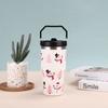 Taza de coche con asa de 30 oz para Navidad, gran capacidad, termo de acero inoxidable 304, taza portátil para exteriores con pajilla y hielo
