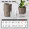 Vaso de Flor de Resina Plástica Autoirrigável na Cor Creme para Hidroponia Interna, Adequado para Orquídeas e Suculentas