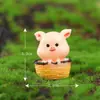 Paisaje en miniatura, caricatura creativa, linda figura de cerdo en forma de corazón, muñeco de animal, accesorio decorativo, adorno para coche o escritorio