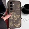 Funda de teléfono Adecuada para Samsung S26Ultra Mariposa S25 Inglés Color Sólido Suave A55 Ojo de Cielo Cubierta Protectora Anti-Caída