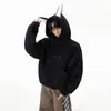 Sudadera con capucha y orejas de Doberman, estilo moderno con empalme de remaches, para hombres y mujeres, moderna y versátil para otoño e invierno, chaqueta resistente para parejas