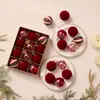 Conjunto de Bolas de Natal Aveludadas Caixa de Presente Bolas Transparentes Formato de Bola Enfeites de Árvore de Natal Lembrança de Natal Conjunto de Decoração 6cm