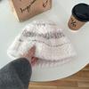 Sombrero de felpa de otoño e invierno con forro polar para mujer, color fresco y dulce, sombrero de caramelo, tejido a mano, protección para las orejas y la cara, sombrero de pescador pequeño