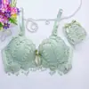 Conjunto de Sujetador con Aros Bordado para Niña Pecho Pequeño Push-Up Sexy Espalda Hermosa con Moño Lencería para Mujer
