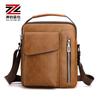 Bolsa de ombro masculina de negócios transfronteiriça, grande capacidade, resistente ao desgaste, bolsa transversal de PU, multifuncional, repelente de água, pequena bolsa para comércio exterior