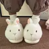 Lindas pantuflas de algodón con forma de conejo para mujer, perfectas para el invierno, uso en casa y estudiantes; zapatillas de interior suaves, afelpadas y cálidas