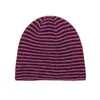 Chapéu de Tricô Listrado Retrô Estilo Coreano Feminino Outono Inverno Mistura de Acrílico Chapéu Slouchy com Caimento na Parte de Trás Gorro para Frio Transfronteiriço