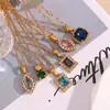 Moda Europea y Americana Sencillo Retro Collar Personalizado Acero Inoxidable Chapado en Oro de 18K Circonio Microincrustado Collar Geométrico Marquise para Mujer