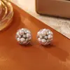 Populares Aretes de Hortensia Perla Rosa Manta, de Alta Gama, Modernos, Exquisitos y Versátiles, Joyería Estilo Celebridad de Internet