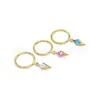 Pendientes de Rombos de Circonita Chapados en Oro de Aleación de Titanio f136 Joyería para Piercing Corporal de Titanio g23 Anillos de Nariz Pendientes Studs