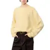 Ropa Interior de Punto Mixta de Lana de Oveja y Cachemir para Mujer Nuevo Diseño de Cuello Redondo Hombros Descubiertos Ropa de Punto Cálida y a Prueba de Frío para Mujer