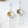 Corda de Algodão Boêmia Tecida à Mão Cesta de Flores Artificiais Pingente Simples para Casa Quarto Pousada Pendurado na Parede Decoração de Ambiente