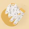 Conjunto de ropa de otoño para bebé, ropa interior de dos piezas de manga larga para bebé, capa base para niños, ropa para niños, ropa de primavera y otoño, pantalones de otoño 100% algodón para niñas