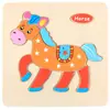 Rompecabezas de madera infantil de dibujos animados tridimensional para bebés, juguete educativo de desarrollo temprano, animal, tráfico, juguete de mano, 2-3 años