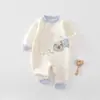 Macacão quentinho para bebês, roupa para atividades ao ar livre no outono e inverno, macacão acolchoado para bebês, roupa para engatinhar, roupa de inverno