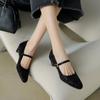 Elegantes zapatos Mary Jane de piel de vaca con estampado de leopardo retro, primavera 2025, tacón medio grueso, punta redonda, hebilla, cuero genuino para mujer