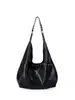 Bolso Tote de Cuero con Cera de Aceite y Remaches de Diseño Dongdaemun New Oil Wax Leather Rivet Design de Corea del Sur para Mujer, Bolso Bandolera Satchel Versátil de Gama Alta Retro