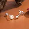 Pendientes de Caballo de Madera y Moneda de Cobre para Mujer, Tachuelas de Diseño Nicho, Amigables para Dormir, de Rosca, Pendientes para el Cuidado del Agujero de la Oreja