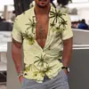 2024 Nueva Camisa de Manga Corta Estilo Hawái para Comercio Exterior con Estampado Digital 3D para Hombre Casual Talla Grande Camisa de Playa