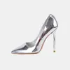 Tacones altos estilo francés de 12 cm, talla grande, color liso, punta fina sexy, adecuados para discotecas, banquetes, eventos de etiqueta y desfiles de moda, con tacón fino